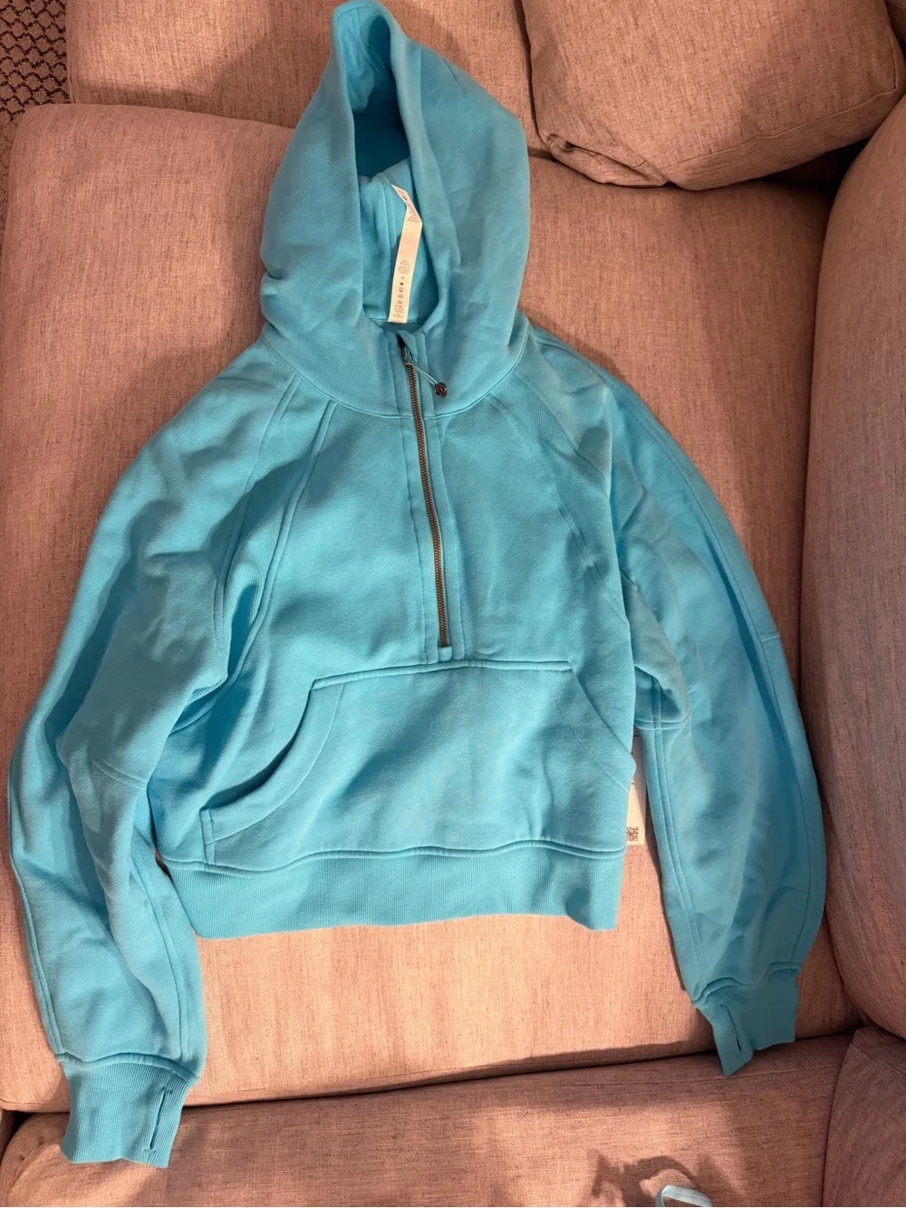 NWT Lululemon 1/2 Zip Scuba Oversized Hoodie - Electric Turquoise - XS/S - Rare!